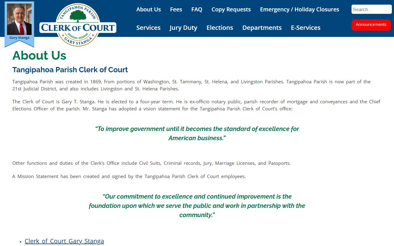 Tangipahoa Parish Clerk of Court office overview
