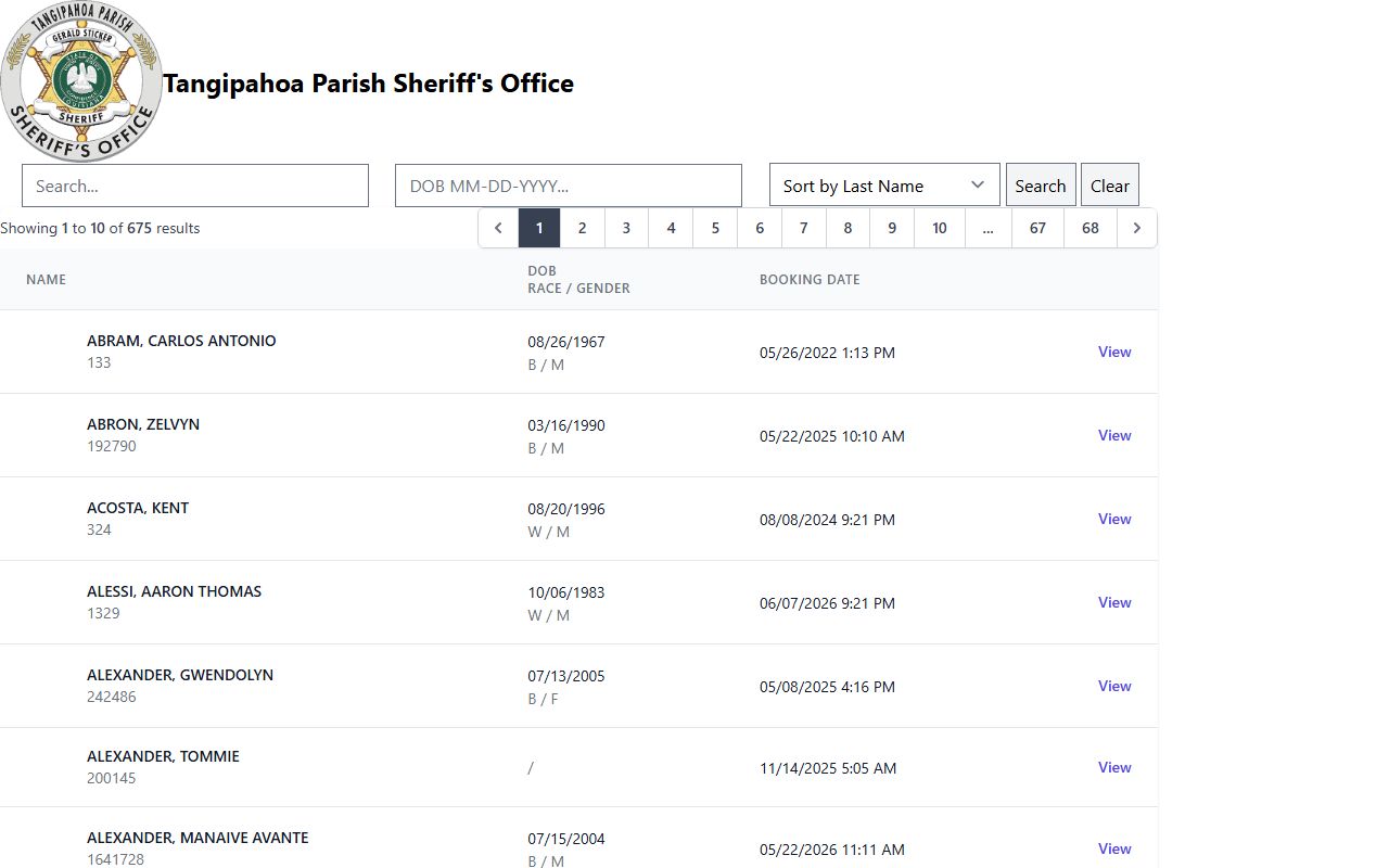 Tangipahoa Parish arrest records TPSO jail roster