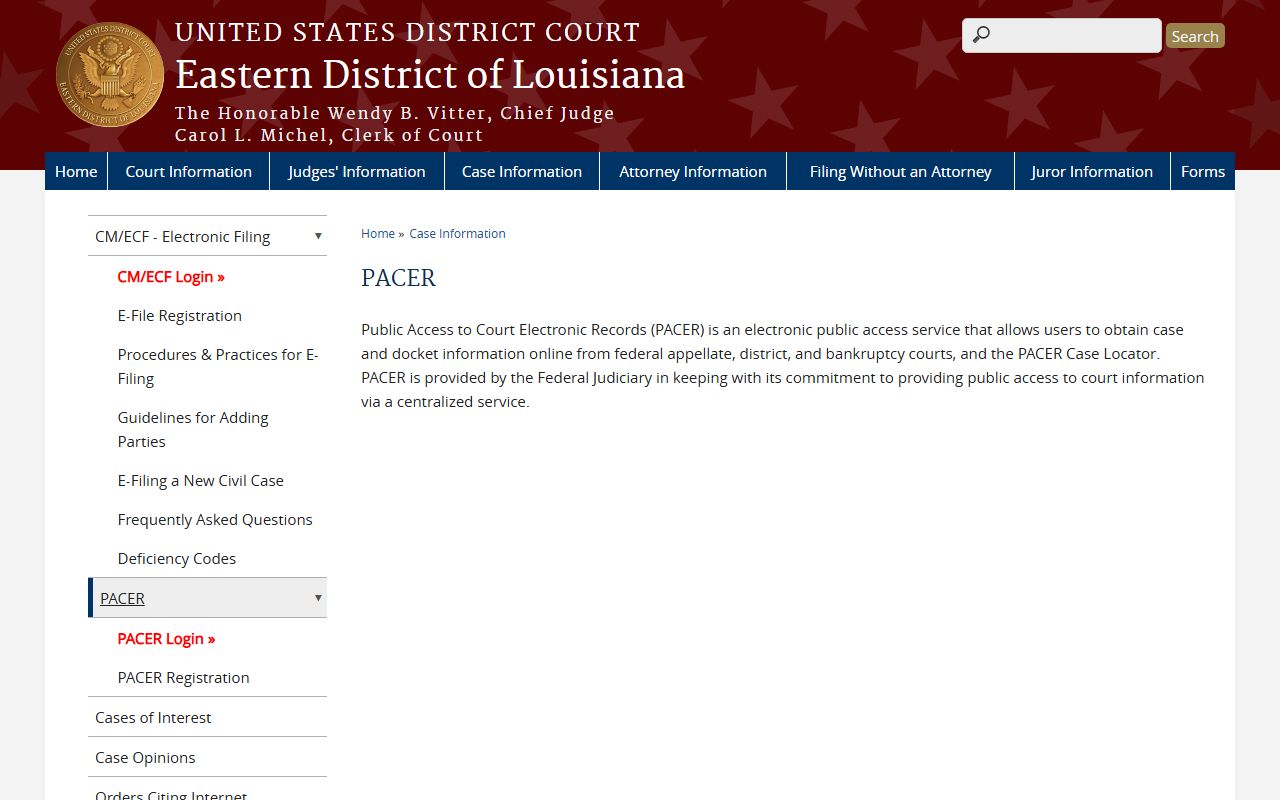 Tangipahoa Parish court records Eastern District PACER information