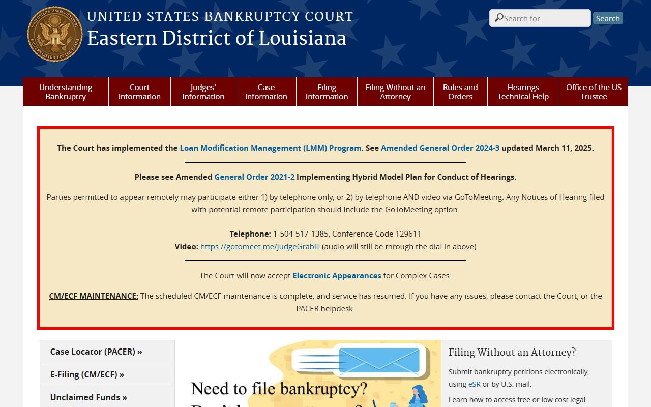 Tangipahoa Parish court records Eastern District bankruptcy court