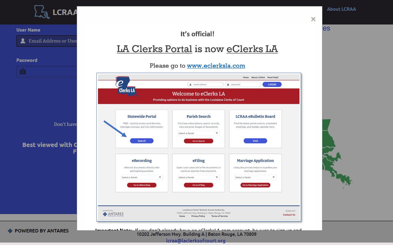 Tangipahoa Parish court records Louisiana Clerks Remote Access portal