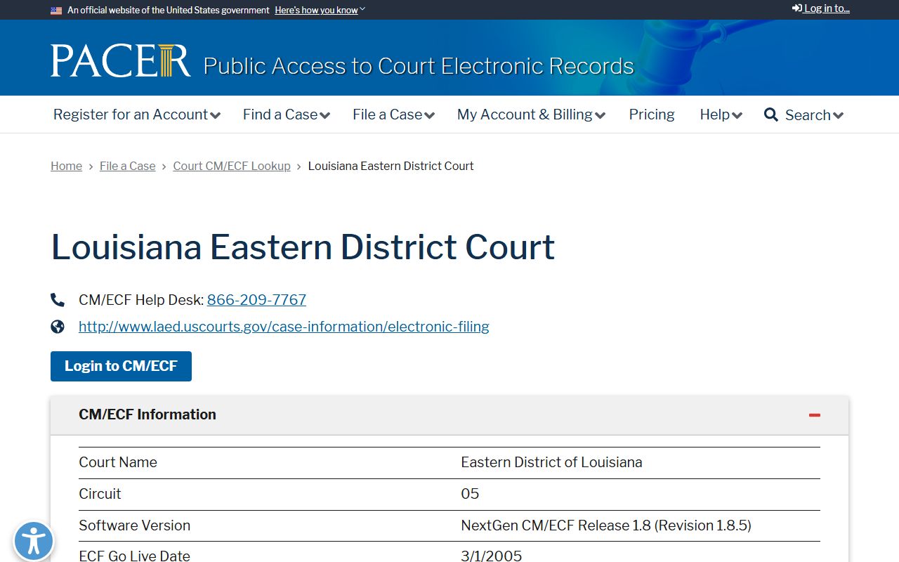 Tangipahoa Parish court records PACER Eastern District lookup