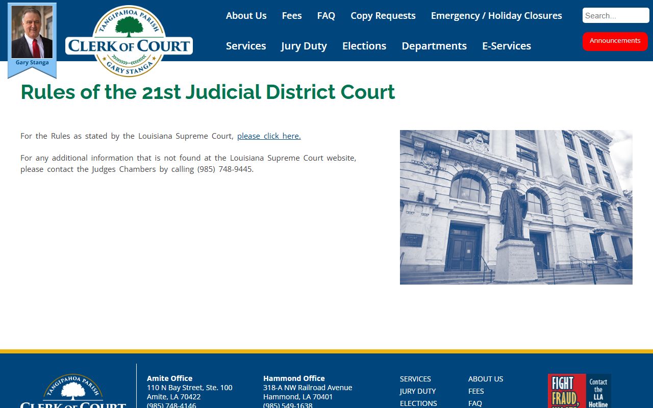 Tangipahoa Parish District Court rules page