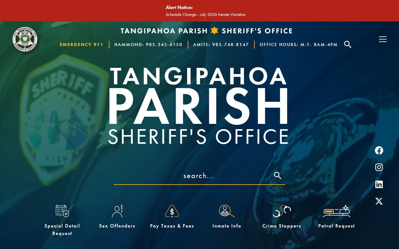Tangipahoa Parish inmate records sheriff homepage