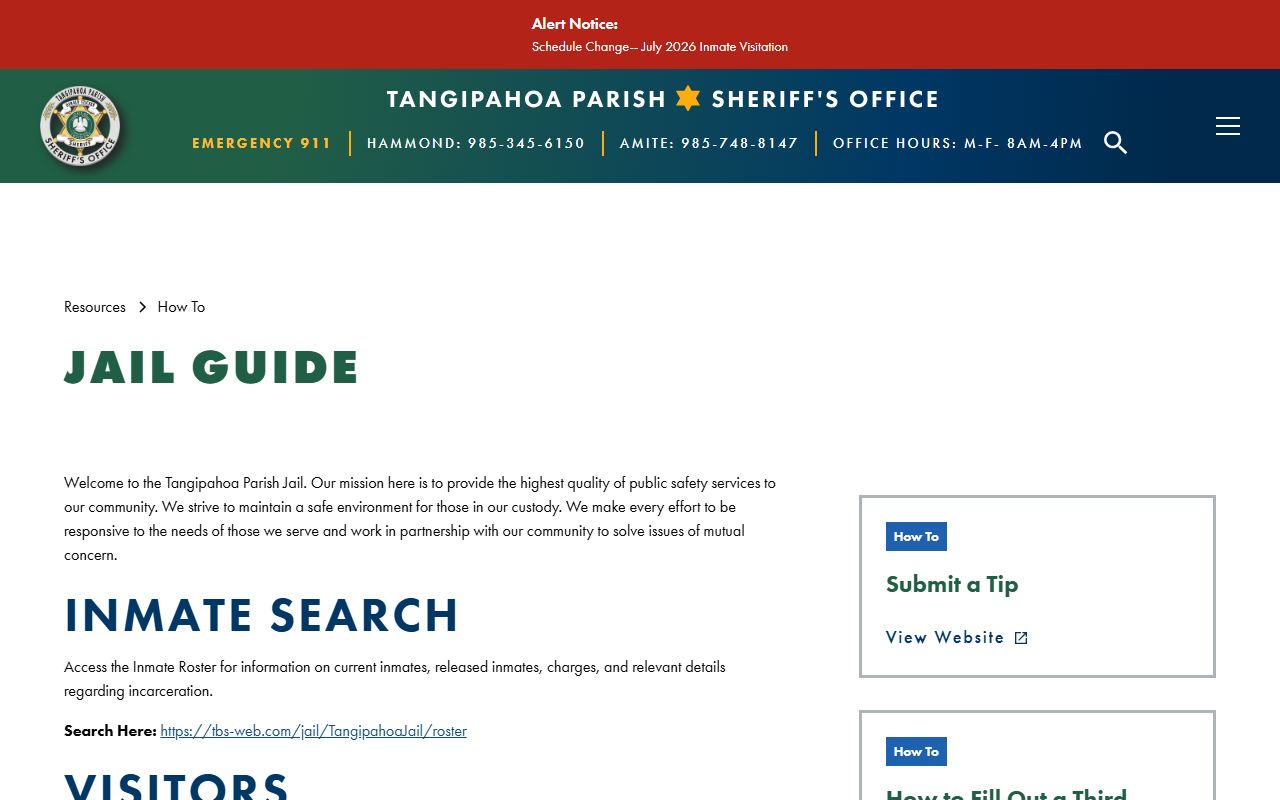Tangipahoa Parish inmate records TPSO Jail Guide