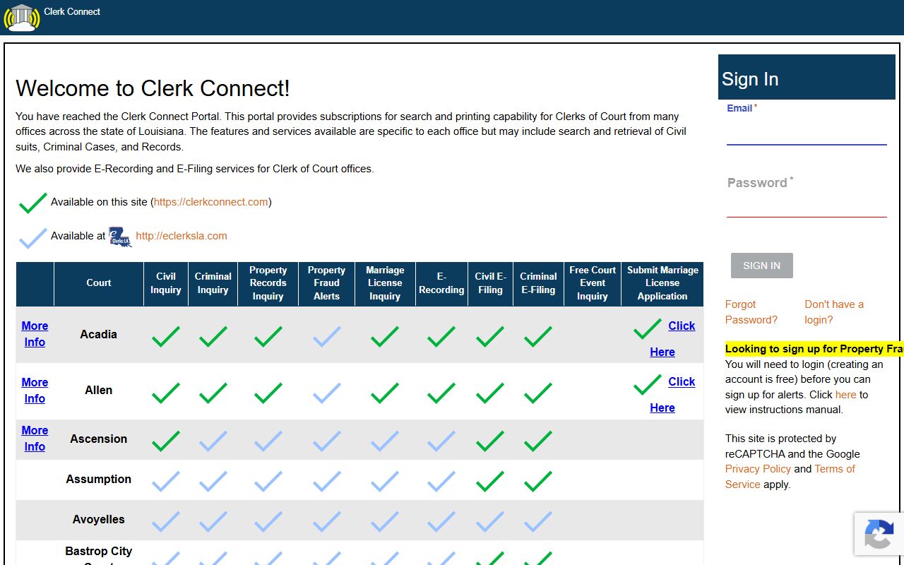 Tangipahoa Parish court records Clerk Connect access