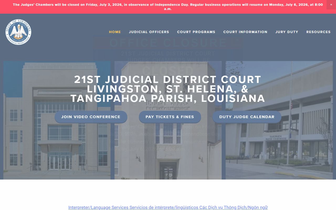 Tangipahoa Parish District Court records and court homepage